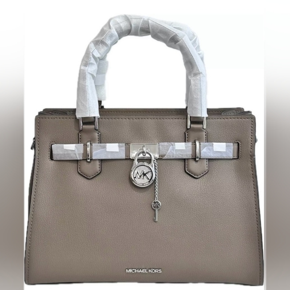 MICHAEL KORS HAMILTON MEDIUM SATCHEL SHOULDER PEBBLED LEATHER BAG DUSK - Picture 12 of 14